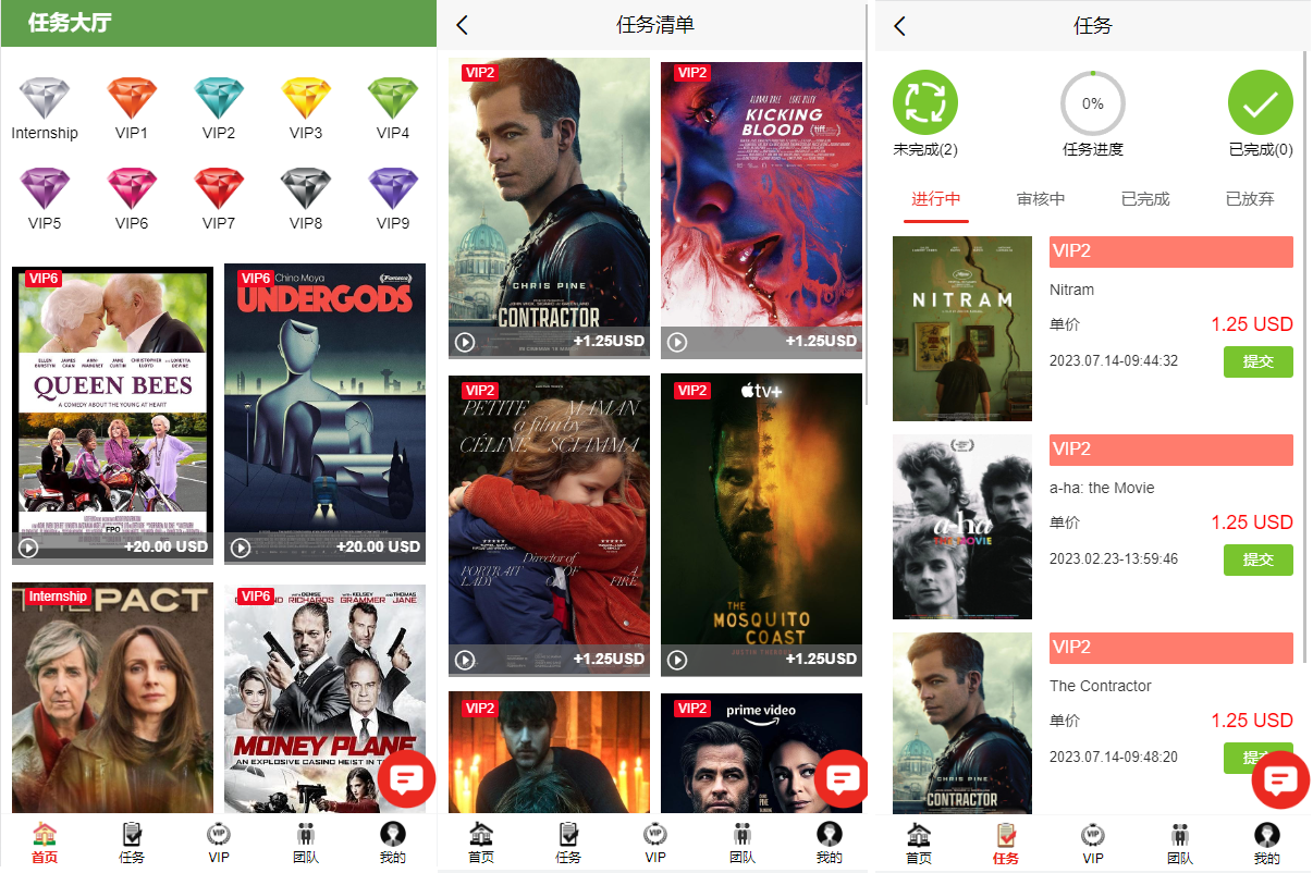 海外多语言电影任务系统/电影投资刷单源码下载