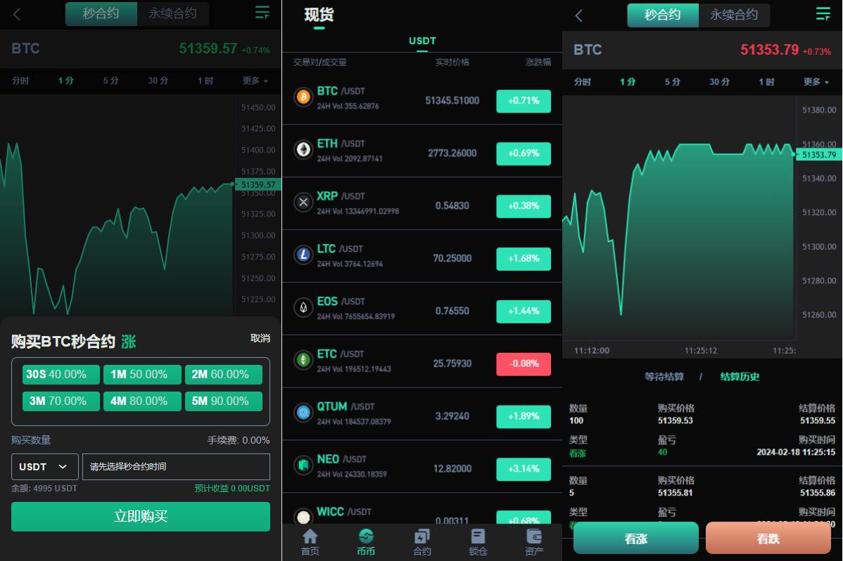 新UI多语言海外交易所/永续合约/秒合约/锁仓挖矿/前端uniapp