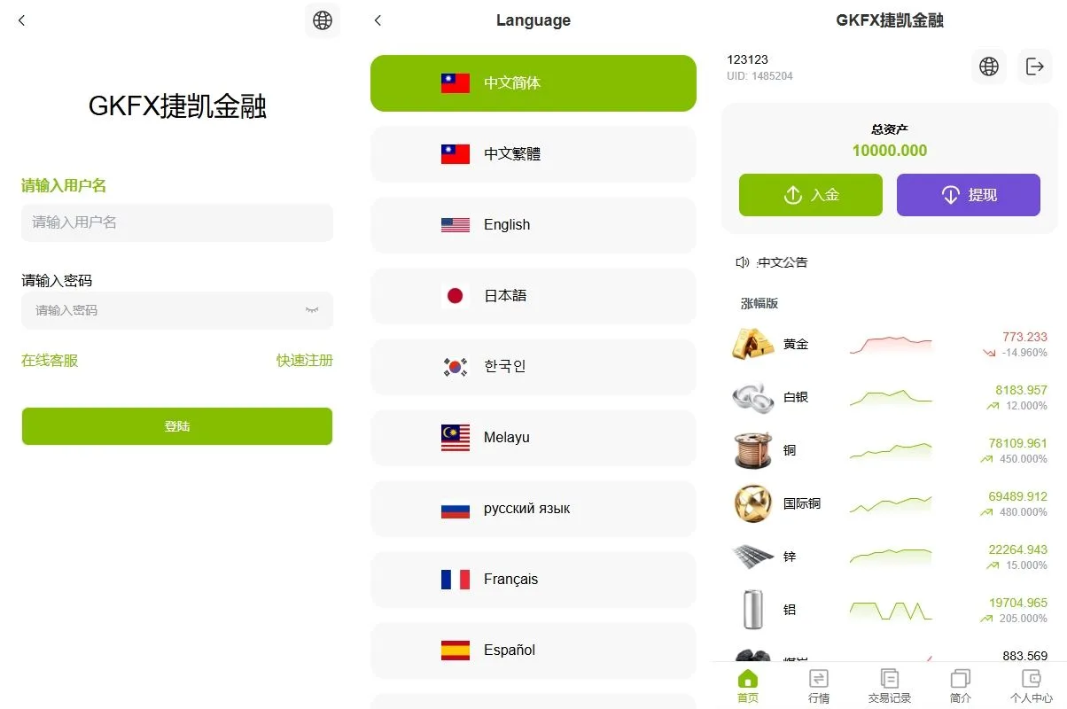 【海外多语言期货微盘】海外黄金期货微交易系统前端后台VUEAPI端php/多语言微盘/单控/实名认证