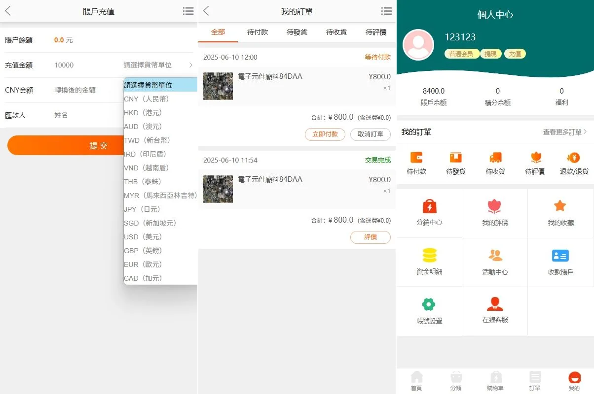 【海外多语言商城回收破烂】海外回收商城/多语言旧金属资源回收/充值汇率