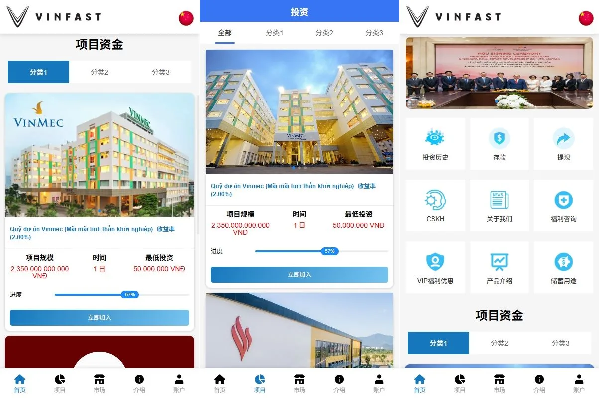 【海外越南项目投资源码】海外投资众筹系统/越南投资理财/前端VUE