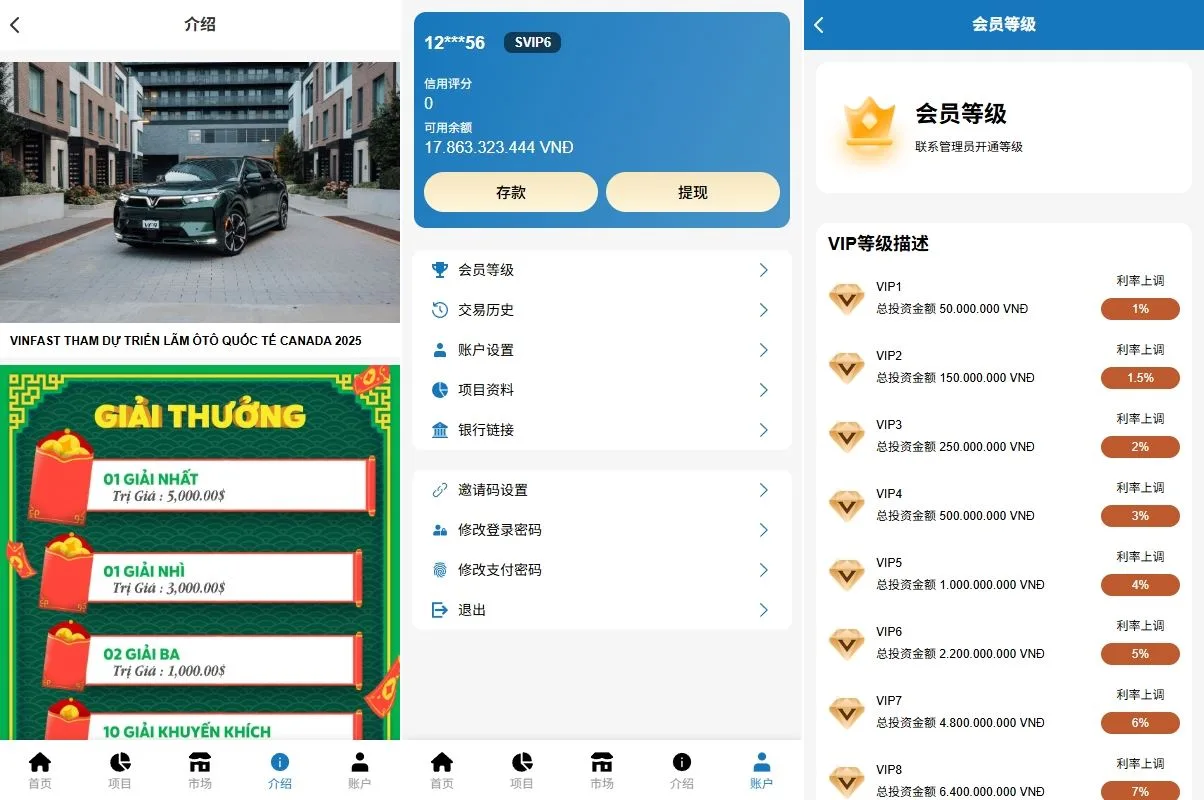 【海外越南项目投资源码】海外投资众筹系统/越南投资理财/前端VUE