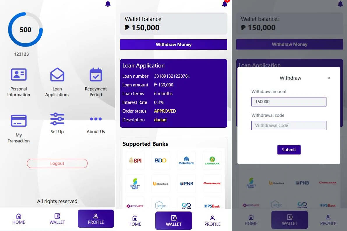 laravel海外贷款平台/小额贷款系统源码/信用分/合同/提现码