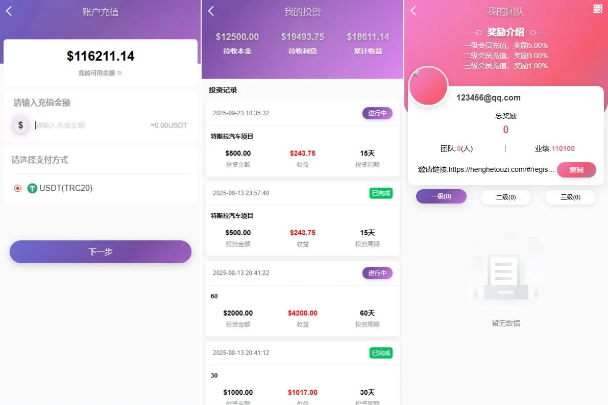 【多语言VUE海外理财源码】多语言投资理财系统/新能源投资返利/海外投资众筹签到奖励系统源码