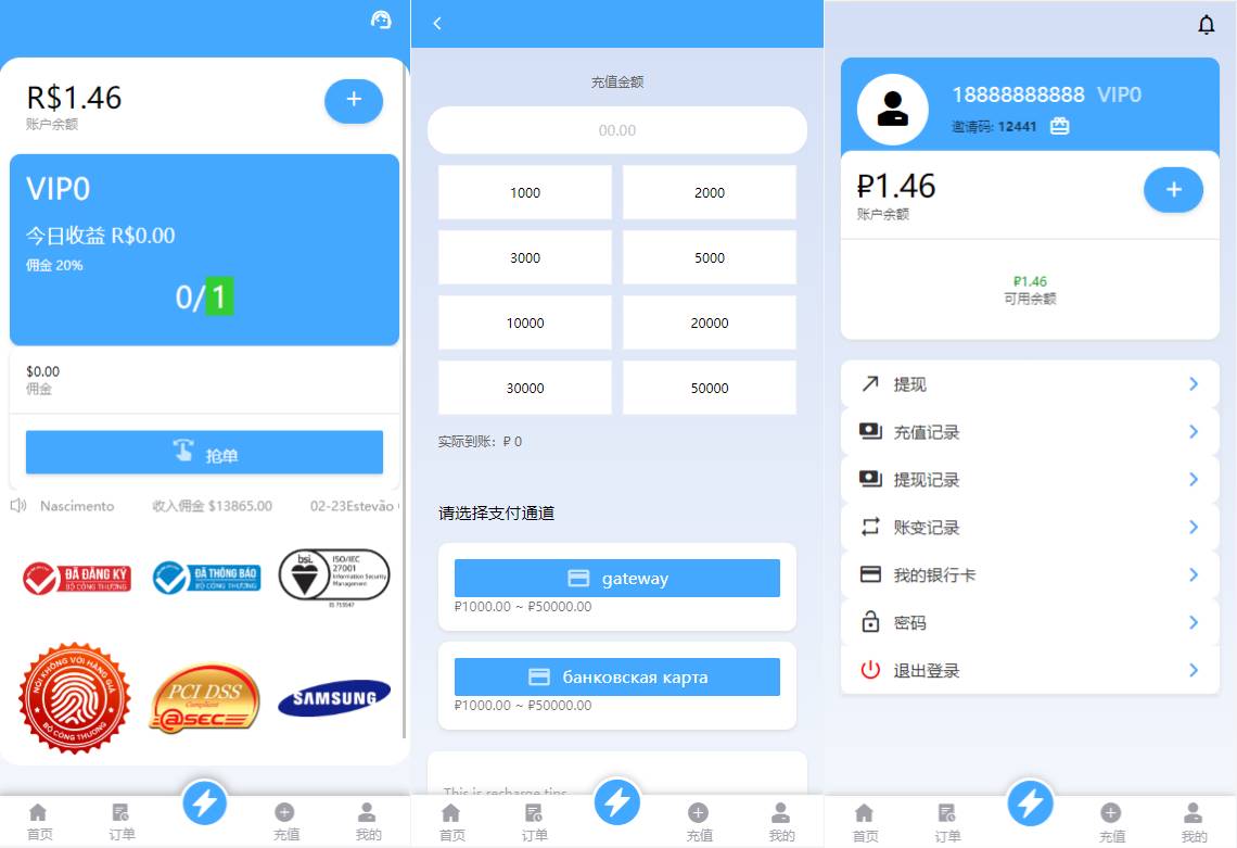 双UI多语言海外抢单刷单系统/分组派单/订单自动匹配系统