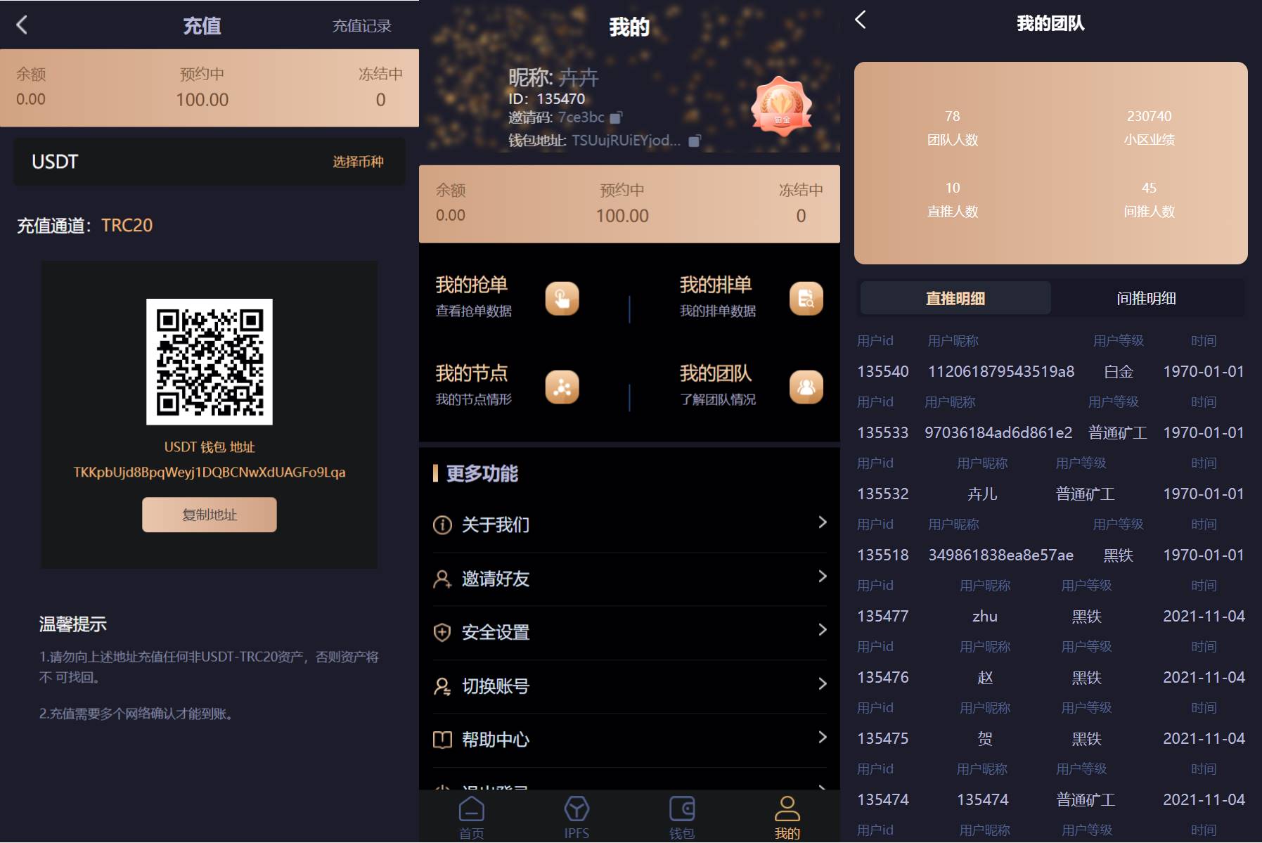 IPFS算力矿机挖矿源码/usdt排单众筹系统/usdt理财分红系统 - 图4